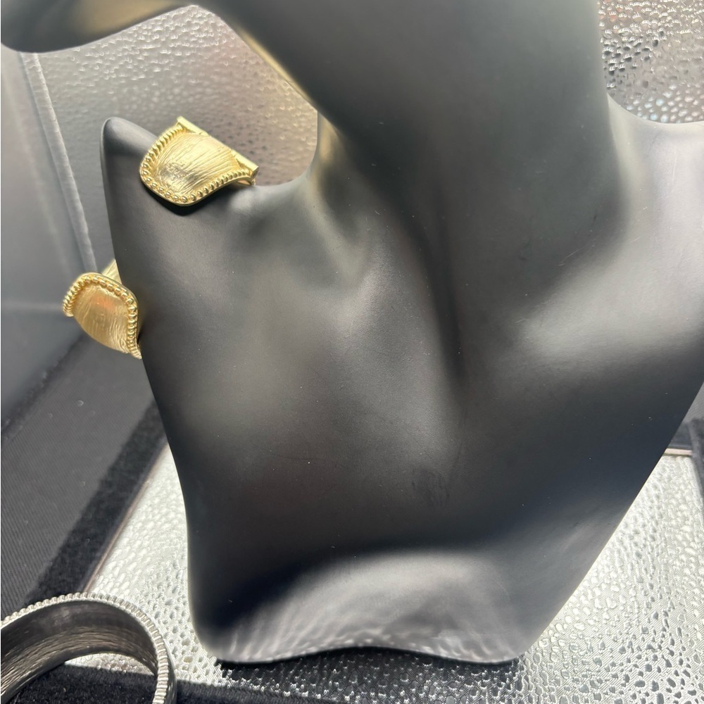 Gold Textured Cuff Bangle - Picture 2 of 4